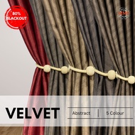 Europe Velvet - Langsir 80% Blackout 3D Amboss Corak SeaWeed Ready Stock Tirai Tingkap, Sliding