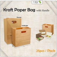 25pcs Brown Paper Bag / Kraft Paper Bag / Shopping Carry Paper Bag with Handle / Beg Kertas Coklat