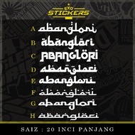 Sticker AbgLori design custom font jawi tampal luar