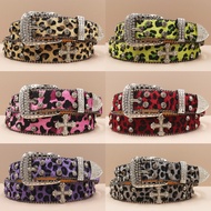 American Leopard Print Rhinestone Belt y2k Rivet Punk Hot Girl Belt Fashion Flow Belt y2k