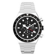 Q Timex GMT Chronograph 40mm Stainless Steel Bracelet - Black (TW2V69800)