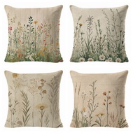 Linen Pillow Case 40x40/45x45/50x50/60x60cm Retro Flowers Pattern Cushion Cover Home Decor