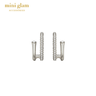 Miniglam Melda Crystal Silver Metal Jacket Earrings ต่างหูเอียร์แจ็คเก็ตสีเงินฝังเพชรคริสตัล S925