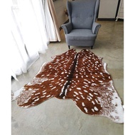 Faux Sika Deer Printed Area Rug, 5.9 x 5.1 Ft Large Faux Fur Cowhide Area Rug Animals Mat Carpet for