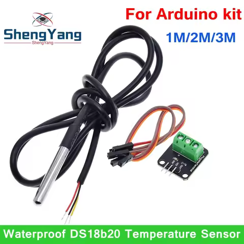 DS18B20 Temperature Sensors Module Kit Waterproof 100CM Digital Sensors Cable Stainless Steel Probe 