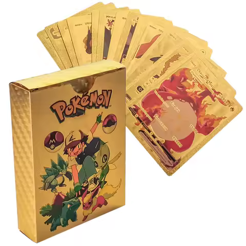 55Pcs Pokémon Gold Foil Cards Golden Letters English Spanish Game Card Charizard Vmax Gx Series Char