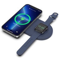 Đế Sạc Không Dây 2 Trong 1 Cho iPhone 13 12 Đế Sạc Silicon Magsafe Cho Đồng Hồ Apple Giá Đỡ