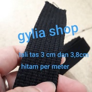 Black Bag Strap 3cm 3.8 cm/ Webbing/ Black Bag Strap/ Per Meter