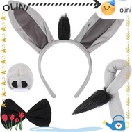 OLINI 4PCS Donkey Costume Set, Animal Tail Nose Donkey Headband,  Funny Bow Tie Donkey Ears Headband
