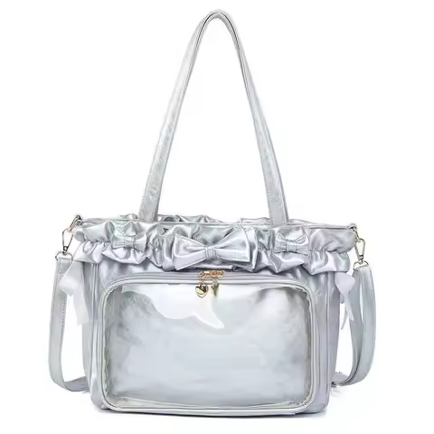 Women's Crossbody Bag Silver Beige Ita Bag Y2K Accessories Idol Photo Display Bag Lolita Y2K Bag Tot