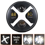 7 นิ้ว LED X สไตล์ไฟหน้ารถจักรยานยนต์สีขาว/Amber LED ไฟหน้ารถจักรยานยนต์สําหรับ Street Glide Softail