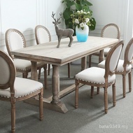 Full Retro Log American Household Solid Wood Dining Table Combination Eating Modern Dining Table Cha