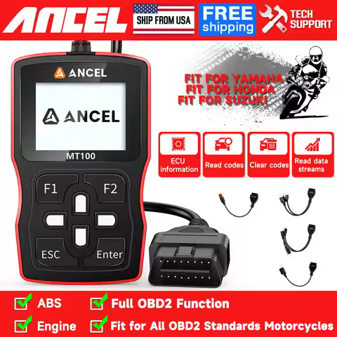 ANCEL MT100 OBD2 Scanner Motorcycle Diagnostic Tool Code Reader for Motor Engine Check ABS For YAMAH