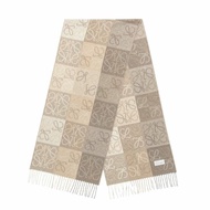 【LOEWE 羅威】Anagram 羊毛與羊絨混紡 圍巾 白/淺褐
