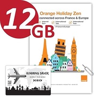 Orange Holiday Europe Prepaid SIM Card Combo Deal 12GB Internet Data in 5G/4G/LTE (Data tethering Allowed)+30min &amp; 200 Texts from Europe to Any Country Worldwide+1 Sim Card Holder+1 Pin(12GB)