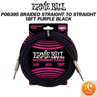 Ernie Ball P06395 Braided Straight to Straight Instrument Cable 18ft Purple Black
