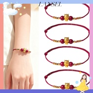 LA Lucky Horse Bracelet, 999 Sliver Gold Color Horse Beaded Bracelet, Trendy Adjustable Good Luck Ch