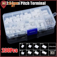 SUCHENMY 230Pcs Pin Connector, XH2.54 Male And Female 2.54mm Pitch Terminal, 4 Value 2p 3p 4p 5pin H