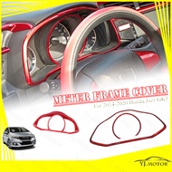 For 2014 - 2020 Honda Jazz GK5 Dashboard Meter Frame Cover Gen3 FIT Meter Lining Trim ABS Chrome Carbon Fiber Pattern