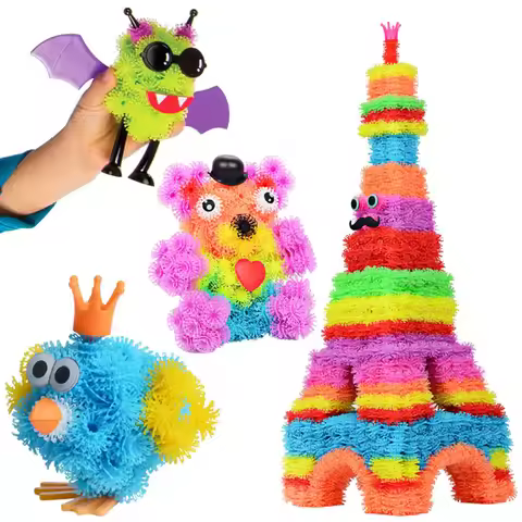 Kids DIY Magic Puffer Ball Creative Construction Toys Puzzle Sticky Thorn Ball Cluster 3D Model Asse