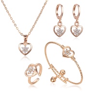 HYL JEWELRY 5pcs Kalung Titanium Set Anak Titanium Anti Karat Asli Perak Set Anting-Anting Berlapis