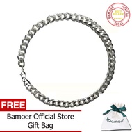 BAMOER สร้อยคอเหล็กไทเทเนียมคิวบาเรียบง่ายสำหรับผู้ชายเครื่องประดับแฟชั่น STN734