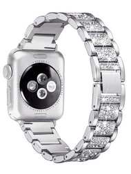 1入組閃亮水鑽錶帶兼容 Apple Watch 錶帶 40 毫米 45 毫米 44 毫米 41 毫米 42 毫米 38 毫米金屬帶兼容 Apple Watch 系列 7 SE 6 5 4 8 女士手鍊智能手錶錶帶配件