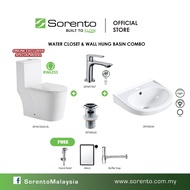 Sorento Wall hung basin combo with one piece water closet jamban wc SRTWC8355-RL rimless washdown wc