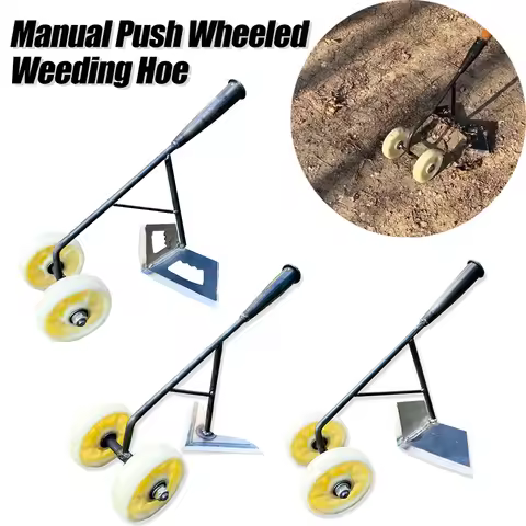Manual Garden Push Wheel Hoe,Household Hand-Pushed Hoe, Garden Hoes, Tillage Machine,Weeder For Weed
