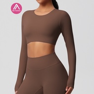 Yoga Sports Top Padded Long Sleeves Crop Top Moisture-wicking