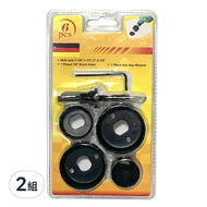 木工開孔器6件組 鑽頭連接桿 + 2.5mm六角扳手 + 開孔32mm + 38mm + 44mm + 54mm  本品(無追加電池)  2組