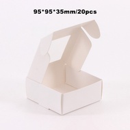 20pcs 9.5*9.5*3.5cm/12.5*12.5*4cm Kraft Paper Box With Clear Windows For Jewelry Candy Surprise Gift