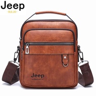 JEEP BULUO Men Messenger PU Bag Outdoor Multiple Uses Travel Bag Waterproof Phone Shoulder Chest Crossbody Pockets