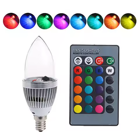 RGB LED Candle Light Bulb E14 E12 3W Color Changing Lamp Remote Control Decorative Lighting Bulb for