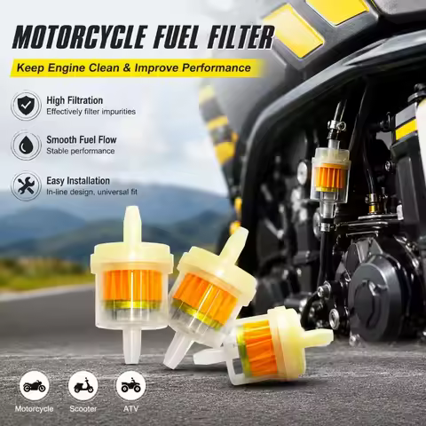 3Pcs Oil Fuel Filter Motorcycle Petrol Gas Fuel Oil Filter for Scooter Motorcycle Moped Gas Scooter