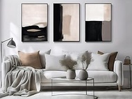 Modern Minimalist Canvas Wall Art Decor Painting Boho Abstract Beige Black and White Set of 3 Neutral Textured Print for Living Room, Bedroom, Dining Room, Office, Bathroom 12x16 Inch Unframed