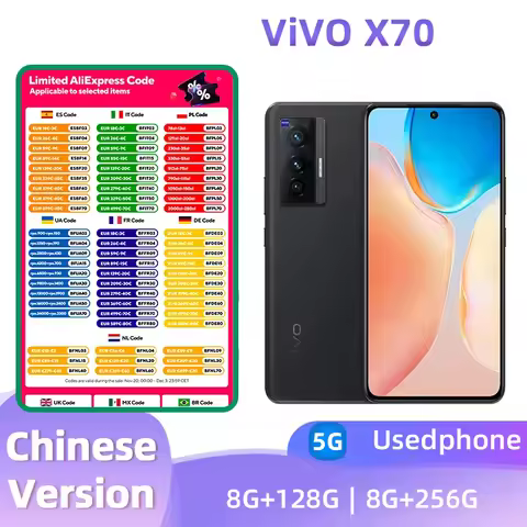 Vivo X70 5G Smart Phone Android Dimensity 1200 6.56 inches Screen ROM 128GB 4400mAh 44W Super Charge
