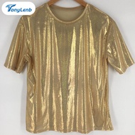 เสื้อยืดลำลองผู้หญิง tonylen สีสะท้อนแสงพิมพ์เสื้อฮิปฮอปแขนสั้น