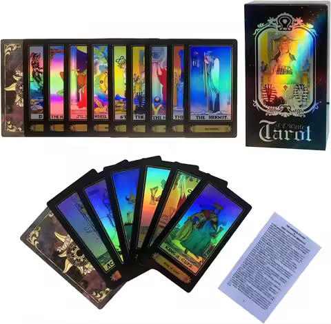 SUNHHX Tarot Cards Set, 78 Surface Laser Tarot Cards, Tarot Cards with English Instructions Book, Ta