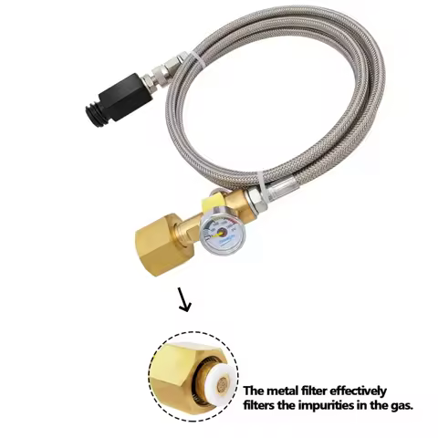 Soda External Co2 Tank W/ Steel Braid Hose Kit for Sodastream Machine Fizzy Sparkling Water Drink Ma