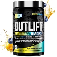 OUTLIFT Amped Max Dosed HIGH STIM Pre Workout Powder, 6G Citrulline, 3.2G Beta Alanine, Alpha GPC, C