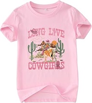 Toddler Western Cowgirl Shirt Kids Let's Go Girls T-Shirt Long Live Cowgirls Rodeo Graphic Short Sle