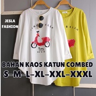 Kaos Oversize Wanita Vespa Rome Blouse BO Size S M L XL XXL XXXL LD 90-130 CM Bahan Kaos Katun Combe
