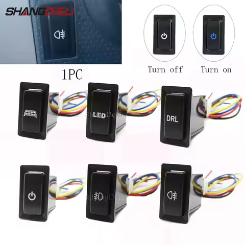 1PC Car Blue LED Light DRL Fog Lamp Power On Off Switch Button For Toyota LC95 2002 For HINO 500/700