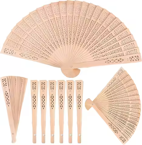 30 Pack Foldable Sandalwood Fans, 8 Inch Wooden Wedding Guest Party Favors for Dancing Decoration Gi