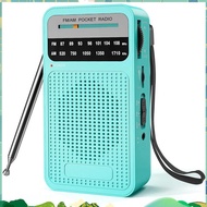 AM FM Pocket Radio Portable Radio Transistor Radio with Loudspeaker Green