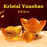 8CM Yen Pao Crystal Yellow Crystal/ Yuan Bao Dragon Pattern Ornament /Feng Shui Yuan Bao Decorations