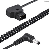 Andoer Coiled 98cm/38.5inch D-Tap 2Pin Male to DC 5.5 * 2.1mm Adapter Cable Extension Elastic Line A