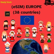 eSIM Europe (38) Travel Card with Fast 4G/5G Speed Data and Easy to Use
