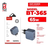 ADAPTOR BT-ACC BT-365 65W GaN USB-A + 2 TYPE-C + LIGHTNING (BLUE)